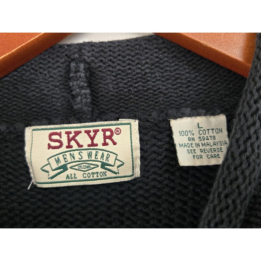 Vintage SKYR Sweatshirt Mens L Sweater Black Roundneck Shirt Cotton - Picture 4 of 7
